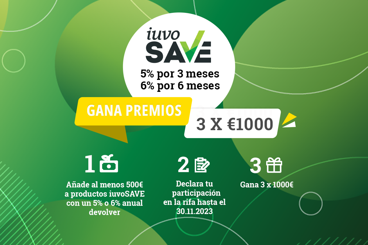 iuvoSAVE: Sorteo de 3 premios de 1000 euros