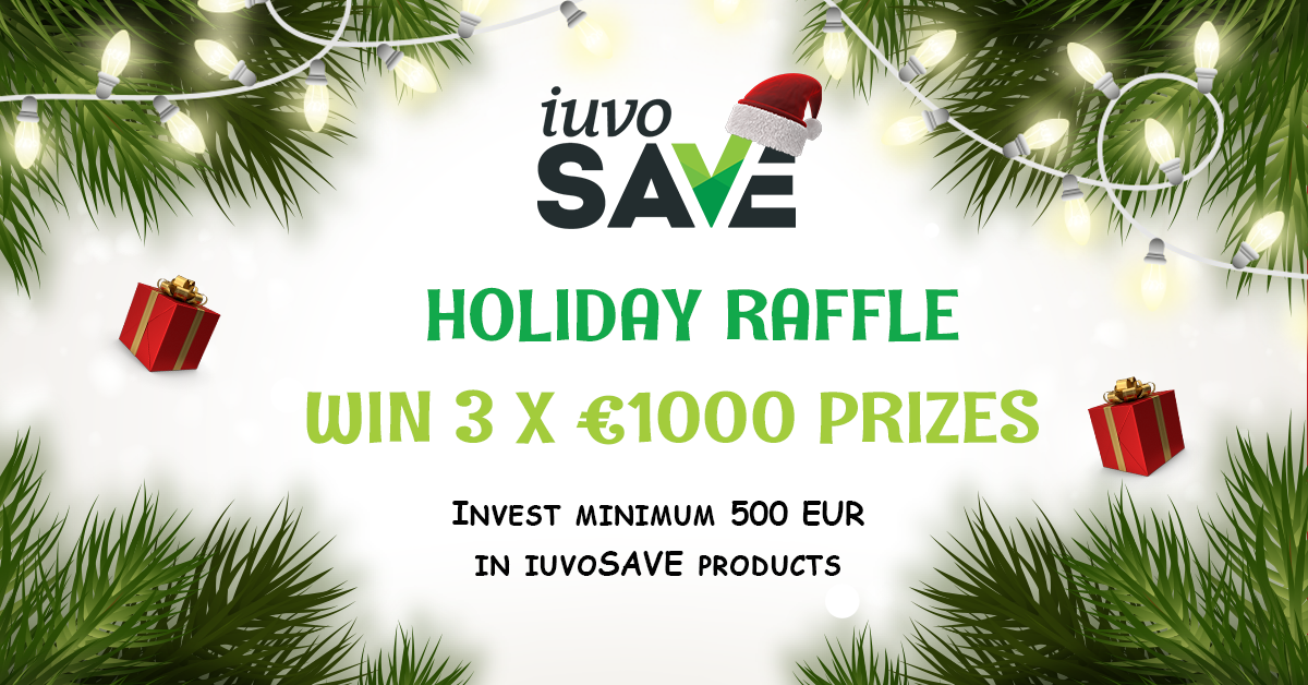 iuvoSAVE: Holiday Raffle with 3×1000 EUR prizes